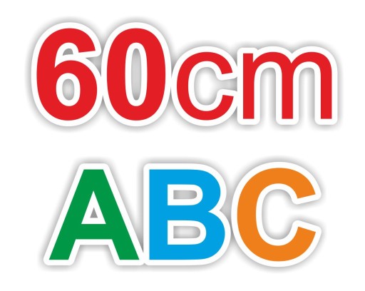 60 cm CYFRY LITERY SAMOPRZYLEPNE LITERKI NAKLEJKI