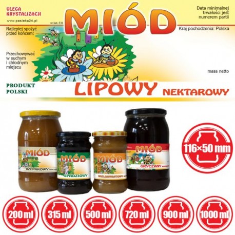 ETYKIETA na miód LIPOWY 100 szt etykiety E31
