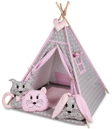 NAMIOT TIPI TEEPEE MATA+3 PODUSZECZKI ZWIERZACZKI