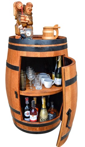 Dębowy Barek 1 Drzwiczki na Alkohol z Beczki 225L