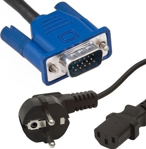 KOMPLET KABLE DO MONITORA KABEL ZASILAJACY D-SUB