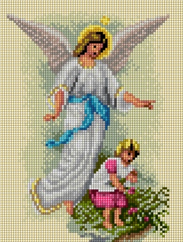 KANWA HAFT KRZYŻYKOWY 18x24 ANIOŁ STRÓŻ 5741