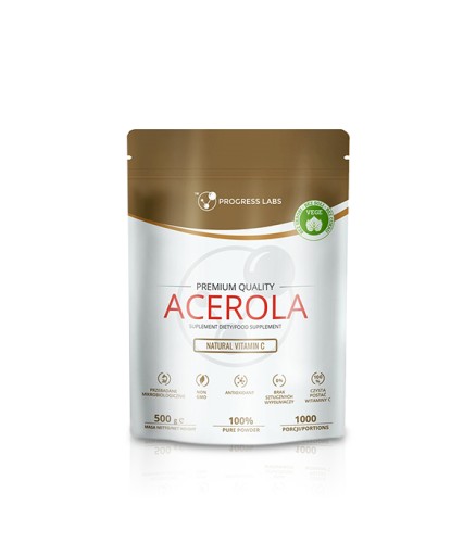 PROGRESS ACEROLA NATURALNA WITAMINA C 100% 500G CZYSTA PROSZEK BEZ DODATKÓW