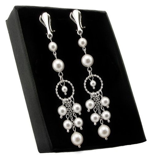 ARSYLION klipsy z perłami Swarovski White