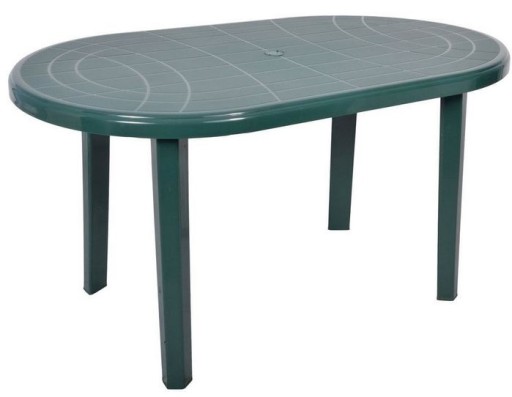 OWALNY MOCNY STÓŁ OGRODOWY 135x80 PLASTIK ZIELONY
