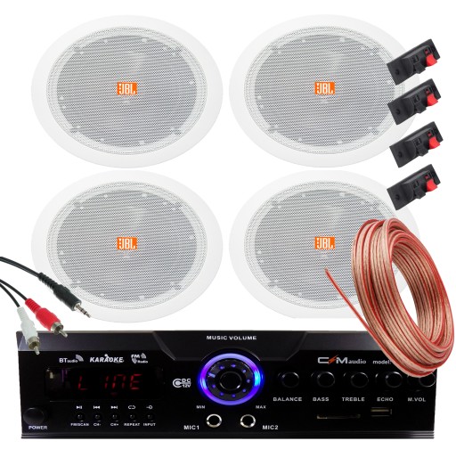 4X GŁOŚNIKI SUFITOWE JBL WZMACNIACZ BLUETOOTH