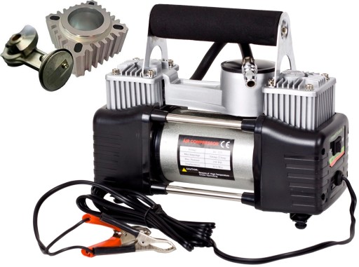 MOCNY KOMPRESOR SAMOCHODOWY DWUCYLINDROWY 12V