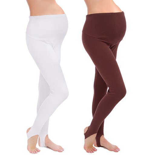 2X LEGGINSY OCIEPLANE CIĄŻA ZAPIĘTKA GETRY PREG-LS