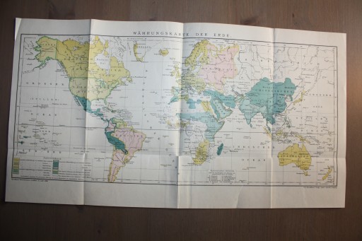 STARA MAPA ŚWIATA WALUT EKONOMICZNA