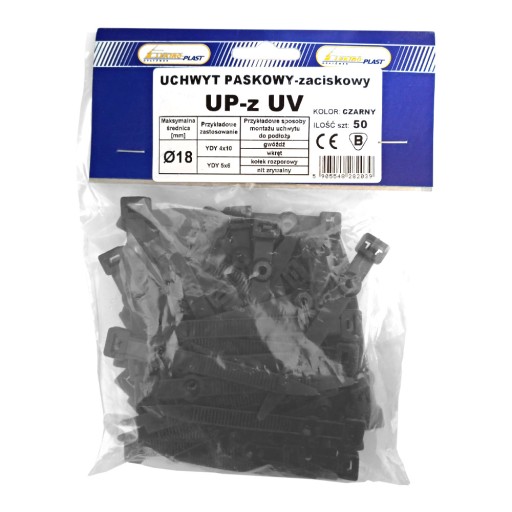 UCHWYT MONTAŻOWY PASKOWY UP-z UV ⌀18 CZARNY 50szt