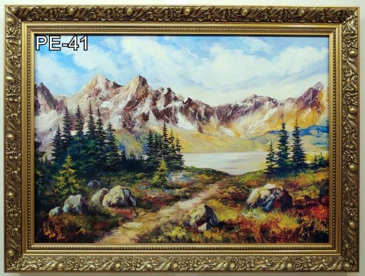 PEJZAŻ 80X60 CM OBRAZ W ZŁOTEJ RAMIE
