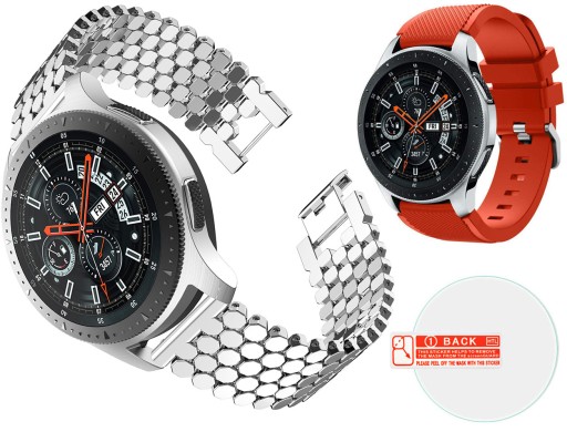 SREBRNA bransoleta SAMSUNG GALAXY WATCH 46mm SZKŁO