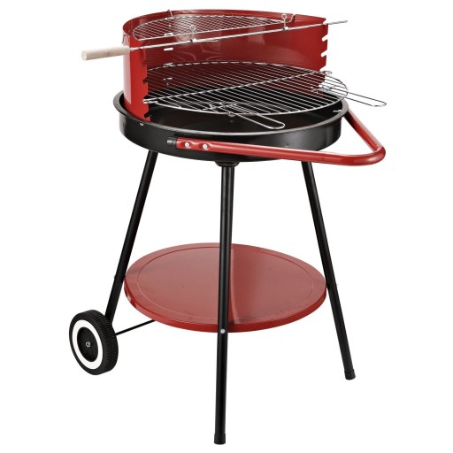 GRILL WĘGLOWY OKRĄGŁY NA KÓŁKACH PÓŁKA Outsunny