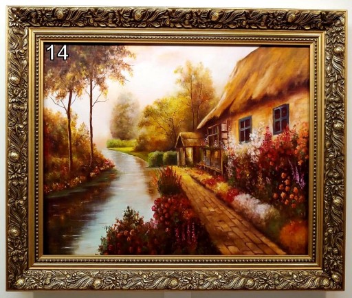 PEJZAŻ 60X50 CM OBRAZ W ZŁOTEJ RAMIE