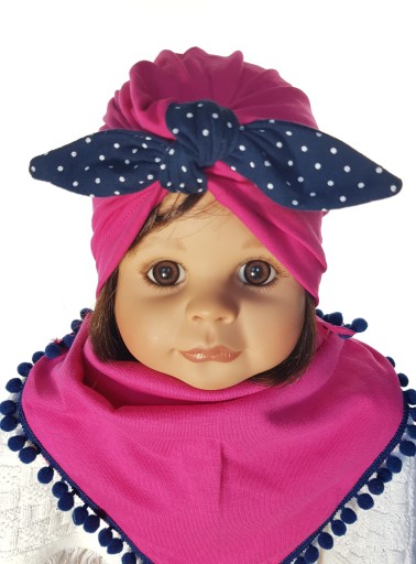KOMPLET DLA DZIEWCZYNKI CZAPKA TURBAN PIN UP + CHUSTKA 0-99 LAT 6KOLORÓW