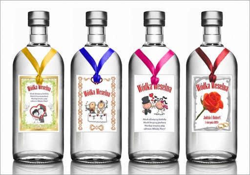ZAWIESZKI Etykiety na Butelki Wódkę Ślub 48 wzorów