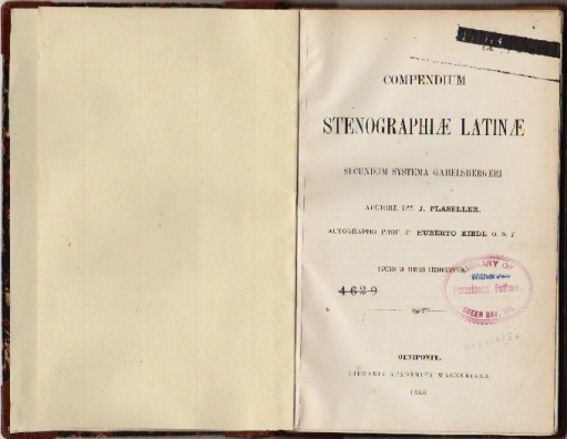 PLASELLER - COMPEDIUM STENOGRAPHIAE LATINAE. 1868