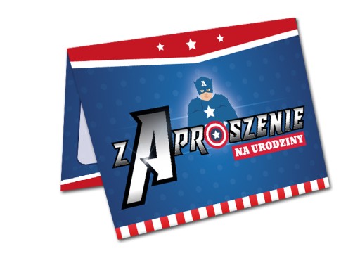 ZAPROSZENIE NA URODZINY AVENGERS KAPITAN AMERYKA