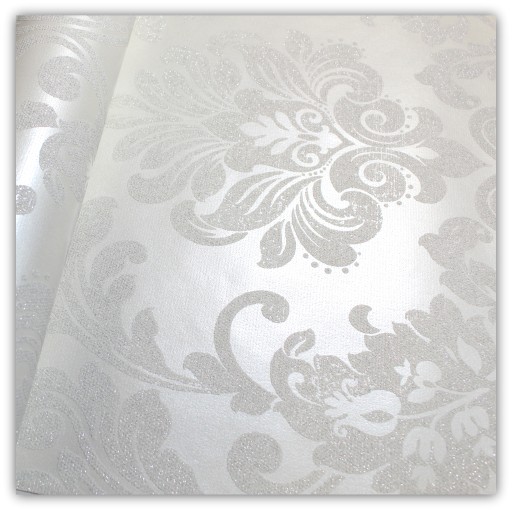 TAPETY TAPETA GLAMOUR ECRU ORNAMENT Z BROKATEM