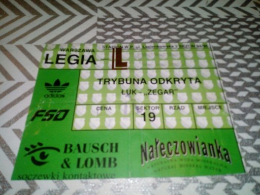 Bilet Legia Warszawa - GKS Bełchatów 04.10.1995