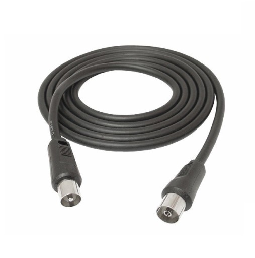 Kabel Antenowy 1,5m Wtyk/Gniazdo TV Czarny Video