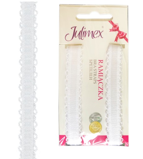 JULIMEX ramiączka materiałowe białe ażurowe 10mm