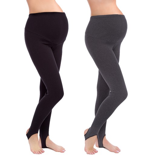 2X LEGGINSY CIĄŻOWE OCIEPLANE ZAPIĘTKA PREG-LS