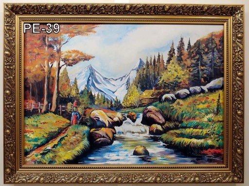 PEJZAŻ 80X60 CM OBRAZ W ZŁOTEJ RAMIE