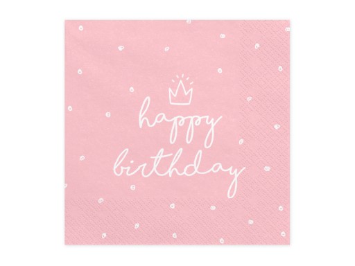 SERWETKI PAPIEROWE Happy Birthday różowe 20szt
