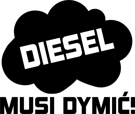 NAKLEJKA WLEPA DIESEL MUSI DYMIĆ 15cm CZARNA