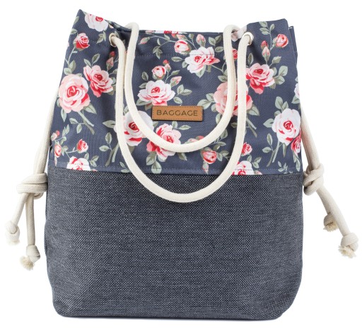 TOREBKA WOREK SHOPPER TORBA RÓŻE KWIATY BAGGAGE