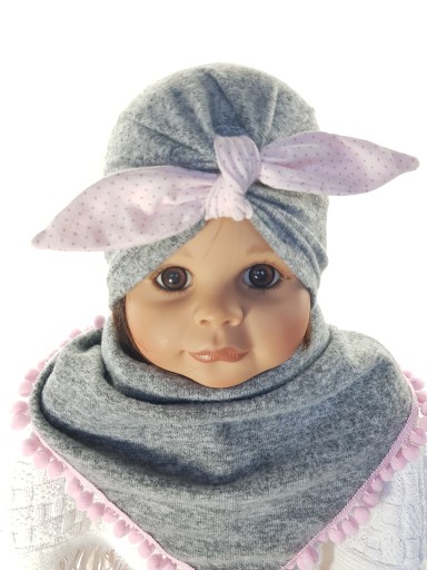 KOMPLET DLA DZIEWCZYNKI CZAPKA TURBAN PINUP + CHUSTKA POD SZYJĘ 0-99LAT 6W