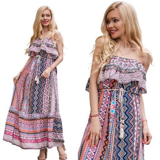 Selavifashion Sukienka hiszpanka w azteckie wzory