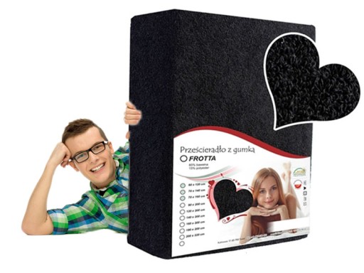 PRZEŚCIERADŁO NA GUMCE CZARNE 100x200 Z FROTTY