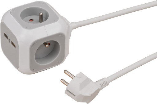 PRZEDŁUŻACZ 4 GNIAZDA 2XUSB