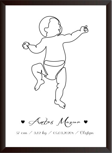 OBRAZ PLAKAT METRYCZKA DZIECKA PERSONALIZOWANY A4