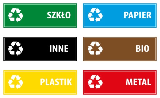 NAKLEJKI NA KOSZE NA ŚMIECI ODPADY ŚMIETNIK 15x5cm