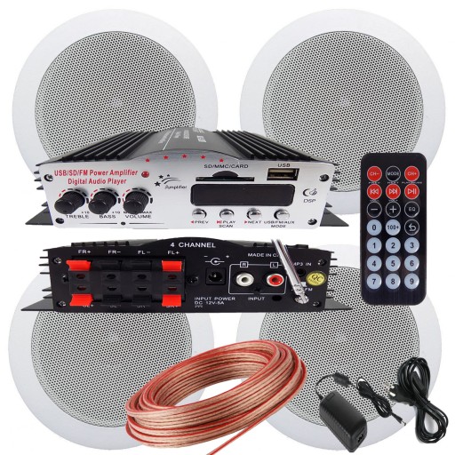 4 ПОТОЛОЧНЫХ ДИНАМИКА + НАБОР USB-SD FM-УСИЛИТЕЛЯ
