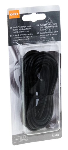OBI PRZEDŁUŻACZ KABEL MINI JACK 3.5 MĘSKI/ŻEŃSKI 5