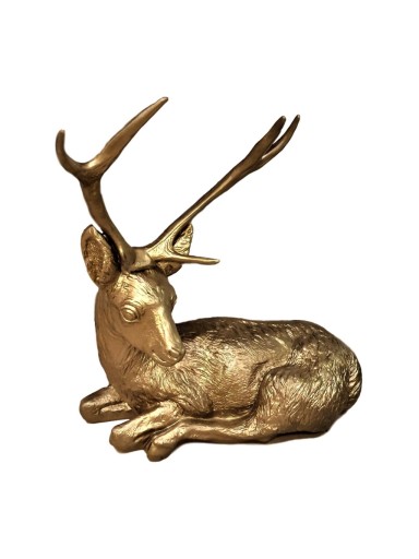 FIGURKA OGRODOWA - ZŁOTY LEŻĄCY JELEŃ DESIGN