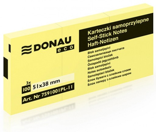 Karteczki samoprzylepne DONAU ECO 3x38x51 żółte