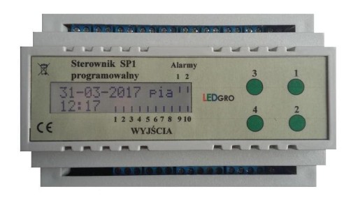 Programowalny sterownik dziesięciu wyjść, alarmy