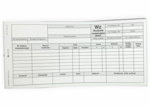 DRUK WZ WYDANIE MATERIAŁÓW ZEWN.