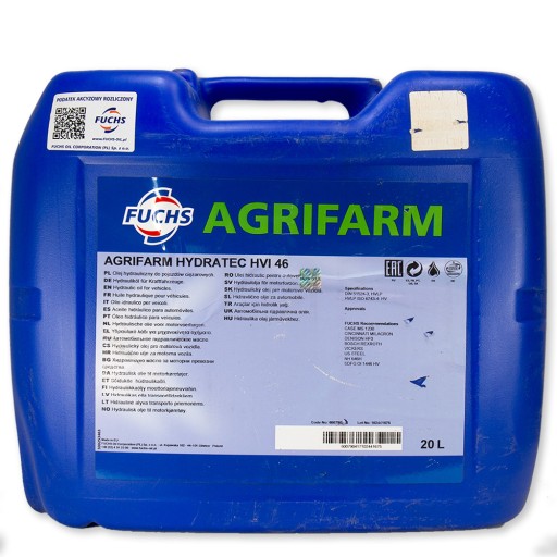 FUCHS Agrifarm Hydratec HVI 46 20L - olej hydrauliczny