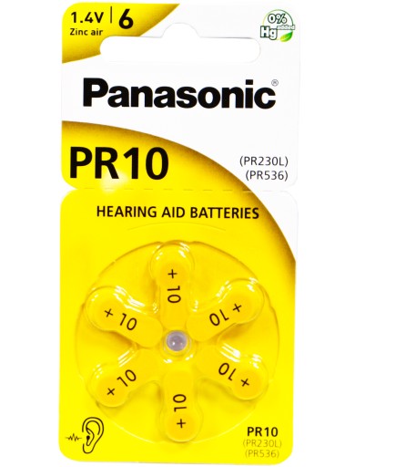 6x Baterie Panasonic do aparatów słuchowych 10
