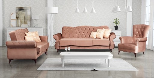 Zestaw do salonu 3+2+1 CUDOWNY! rozkładany GLAMOUR