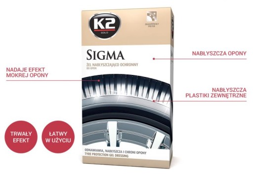 K2 ŻEL DO NABŁYSZCZANIA OPON + GĄBKA SIGMA 500ml