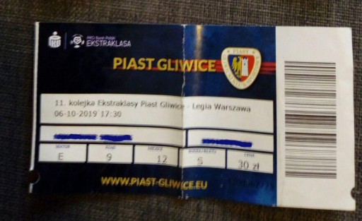 Bilet Piast Gliwice - Legia Warszawa 6.10.2019