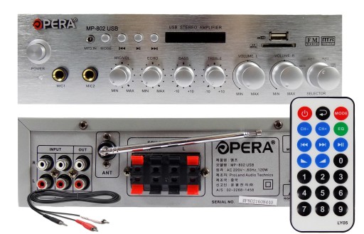 AMPLITUNER WZMACNIACZ STEREO BLUETOOTH FM 4 KANAŁY