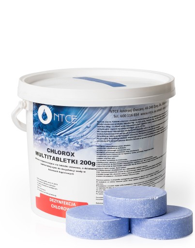 Chlor Duże Niebieskie Tabletki Multifunkcyjne Basenu Jacuzzi NTCE 200g 3kg